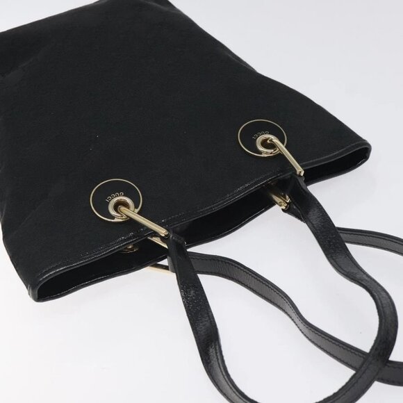 GUCCI GG Canvas Tote Bag Black Gold - Picture 7 of 15